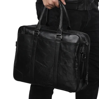 Големи бизнес чанти за мъже естествена кожа куфарче мъжки офис15.6 инчов лаптоп чанта мъжки пътуване пратеник crossbody чанта