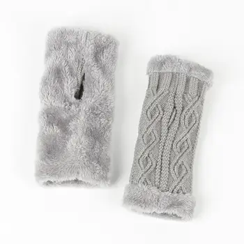 Дамски ръкавици 1 чифт голям дизайн на палеца миещи се жени зимни твърди ромб текстура без пръсти ръкавици костюми аксесоари