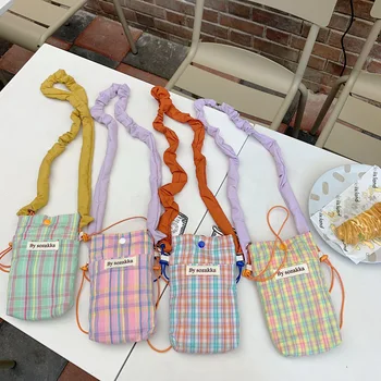 Дамски сладки чанти японски стил дизайнер тийнейджър рамо мобилен телефон чанти плътен цвят мини дами crossbody чанта