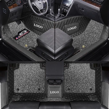 Двойни стелки за кола за Peugeot 3008 2016-2022 Кожена шенилна подложка за кола Пълен комплект интериорни аксесоари Персонализирано лого килим