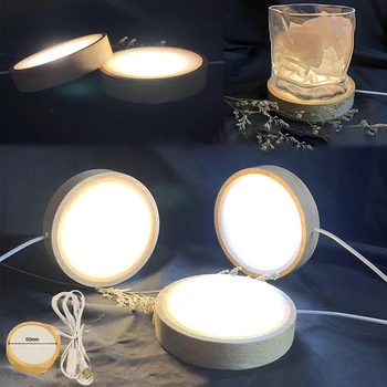  дървени LED светлина база нощна светлина притежателя дисплей декорация дървена лампа база LED светлина дисплей стойка 3D DIY нощна светлина база DIY