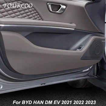 За BYD Han EV DMI 2021 2022 2023 Автомобилна врата Anti Kick защита панел панел кожа авто врати анти-мръсни тапицерия аксесоари