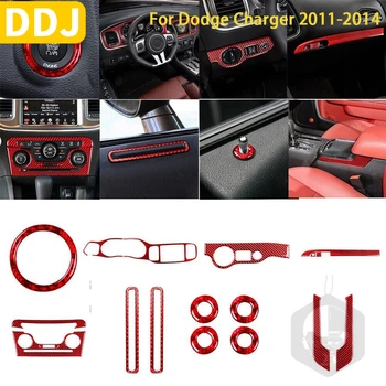 За Dodge зарядно устройство 2011 2012 2013 2014 аксесоари 19PCS червени въглеродни влакна интериор пълен защитен капак декорация
