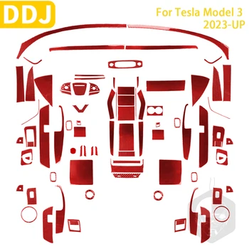 За Tesla Model 3 Highland 2024 аксесоари Карбонови влакна кола интериор инструмент Gear панел Trim стикер декорация
