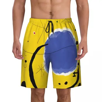 Златото на лазурните мъжки бански костюми Бански костюми Бърз сух плаж борда шорти Джоан Миро абстрактно изкуство плуване шорти