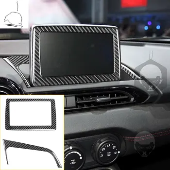 Капаци от въглеродни влакна за Mazda MX-5 ND Miata 2016-up MX5 Roadster Dashboard GPS навигационен екран Интериор Trim аксесоари за кола