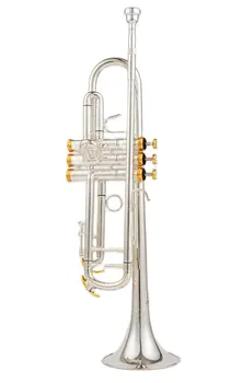качество 8335 Bb тромпет B плосък месинг посребрен професионален тромпет музикални инструменти с кожен калъф