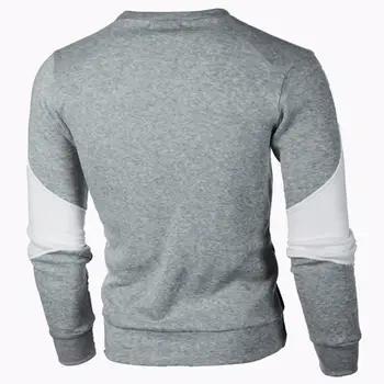 Контрастен цвят Топ стилен мъжки цвят съвпадение суитчър тънък годни дълъг ръкав пуловер с еластична мекота за есента