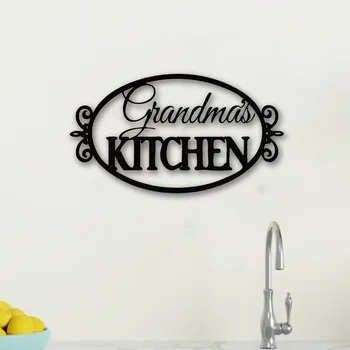 Кухненският силует на баба Знак Метална стена арт декор семейство железни писма висящи декорация за кухненски плакет скулптури