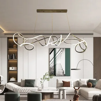 Модерен минималистичен луксозен полилей хотел LED европейски висулка лампа дизайнер модел стая неправилна дълга лента Вътрешно осветление