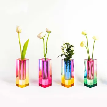 Модерна дъга колона цвете пъпка ваза настолна стъклена ваза луксозна декорация акрилен кристал скандинавски стая декорация у дома