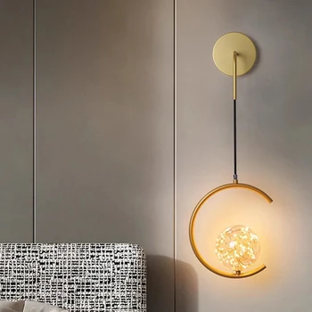 Модерна светодиодна лампа за стена Nordic Creative Round Ball Stars Background Wall Sconces Light for Living Aisle Bedroom Wall Lamp
