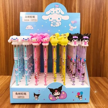 Нов Sanrio 48pcs Механичен молив Сладурана Hello Kitty Cut-free Bullet Pencil Balck Ученици Канцеларски материали Начално училище Wrirte Инструменти