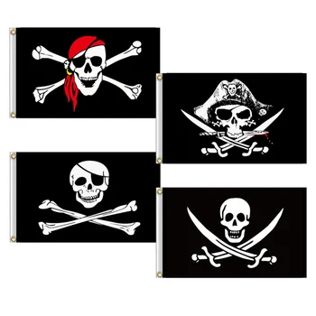 Пиратски череп и кръстосани кости знаме за парти декорация и пиратски партита