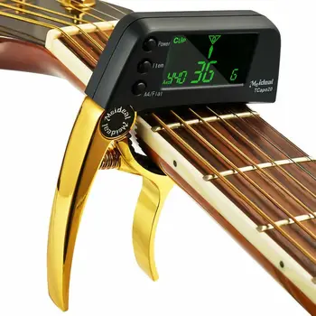 Професионален тунер за китара Capo 2 в 1 LCD екран с клип-он тунер с Capo Portable Colorful Clip-on Electric Guitar Capo Tuner