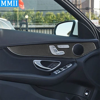 Реални въглеродни влакна интериор врата панел капак подстригване кола декорация аксесоари стикер за Mercedes-Benz C клас GLC W205 2014-2020