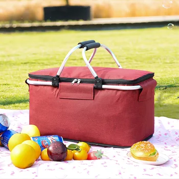  Сгъваема кошница за пикник изолационна чанта изолационна кутия преносима кошница за лед външна чанта за пикник изолационна кошница кошница за съхранение