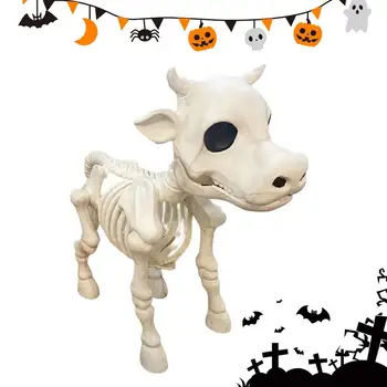 Скелет Хелоуин декор призрачен 2023 Хелоуин скелет декорации реалистични крава череп скелет декор гробище реквизит Хелоуин