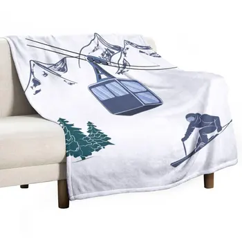 Ски лифт курорт зимни спортове сцена хвърлят одеяла одеяла дивани на декорация диван