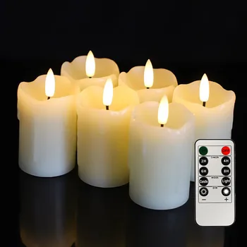 Трептящи истински восъчни Led свещи Безпламъкови оброчни свещи с дистанционно 3D фитил чай светлина сватбено тържество празник декорация на дома