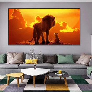 Царе Лъв Модерно изкуство Картини върху стената Арт плакати и отпечатъци Животни Художествени картини за декорация на стена в хола
